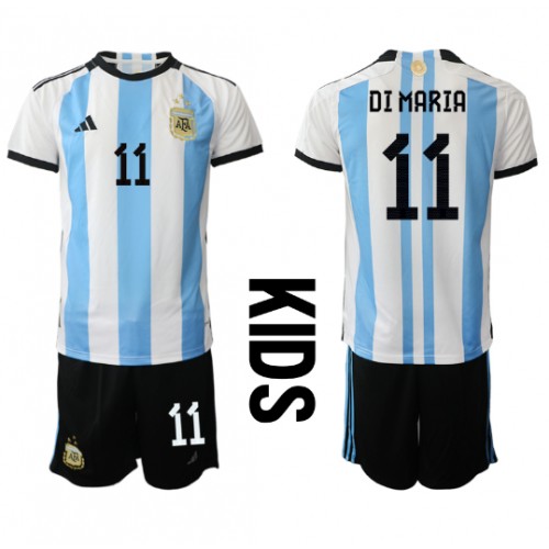 Dětský Fotbalový dres Argentina Angel Di Maria #11 MS 2022 Domácí Krátký Rukáv (+ trenýrky)